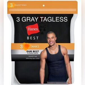 3 Gray Hanes tank top for men size large